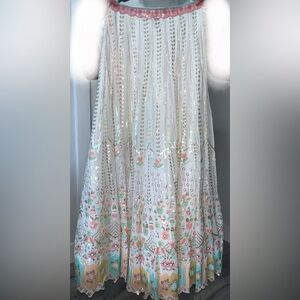White Embellished Lengha with Floral Accents
